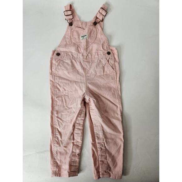 OshKosh B’Gosh Overalls 24M Pink Denim Farm Work Western Rodeo Riding Ranch - Picture 1 of 4